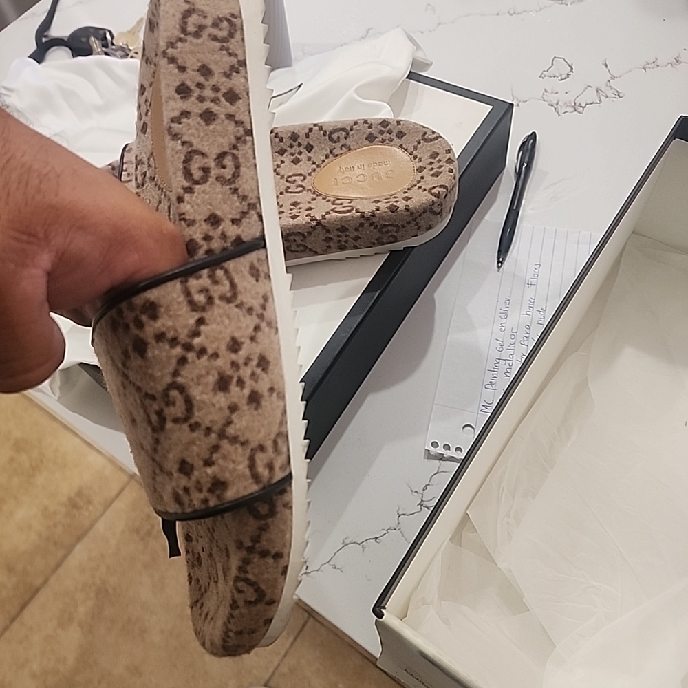 Gucci Brown Patterned Slides - Picture 2 of 4